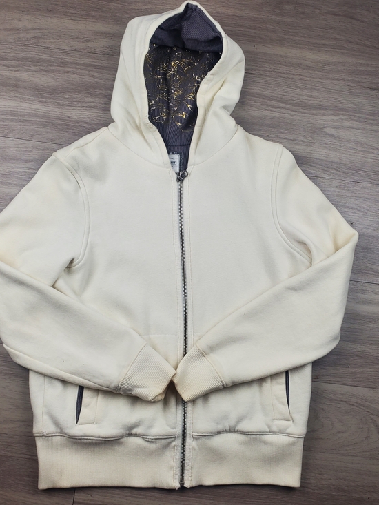 Old Navy Other - Old Navy Active Girls L Cream Full Zip Hooded Jacket Gray Lined